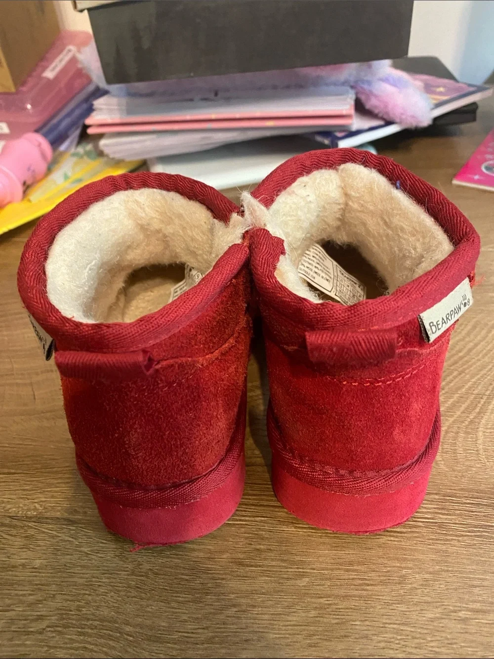 BearPaw Kids Red Suede Cozy Winter Boots